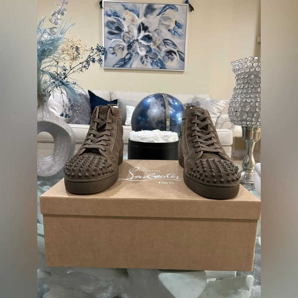 NWT Christian Louboutin Spikes Orlato Flat in Brown Retails at $1045